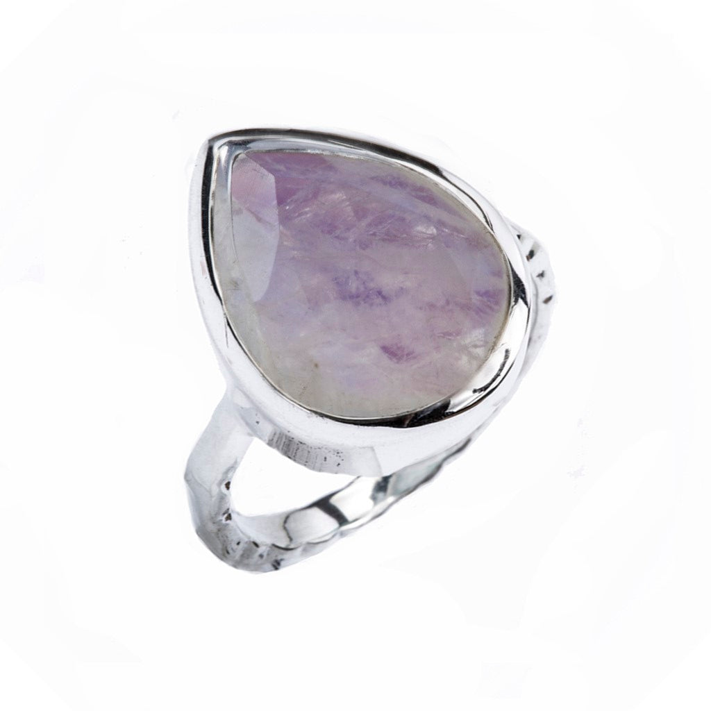 silver drop large rainbow moonstone aquamarine labradorite statement ring 