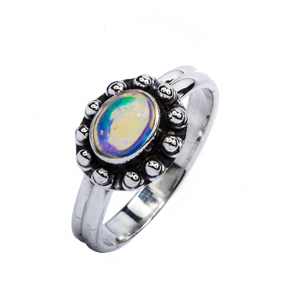 Silver Opal ring intricate affordable classic 