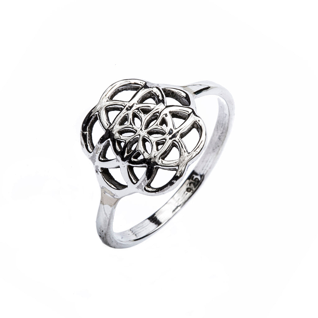 Flower of Life ring, sterling silver jewelry, Yoga Collection