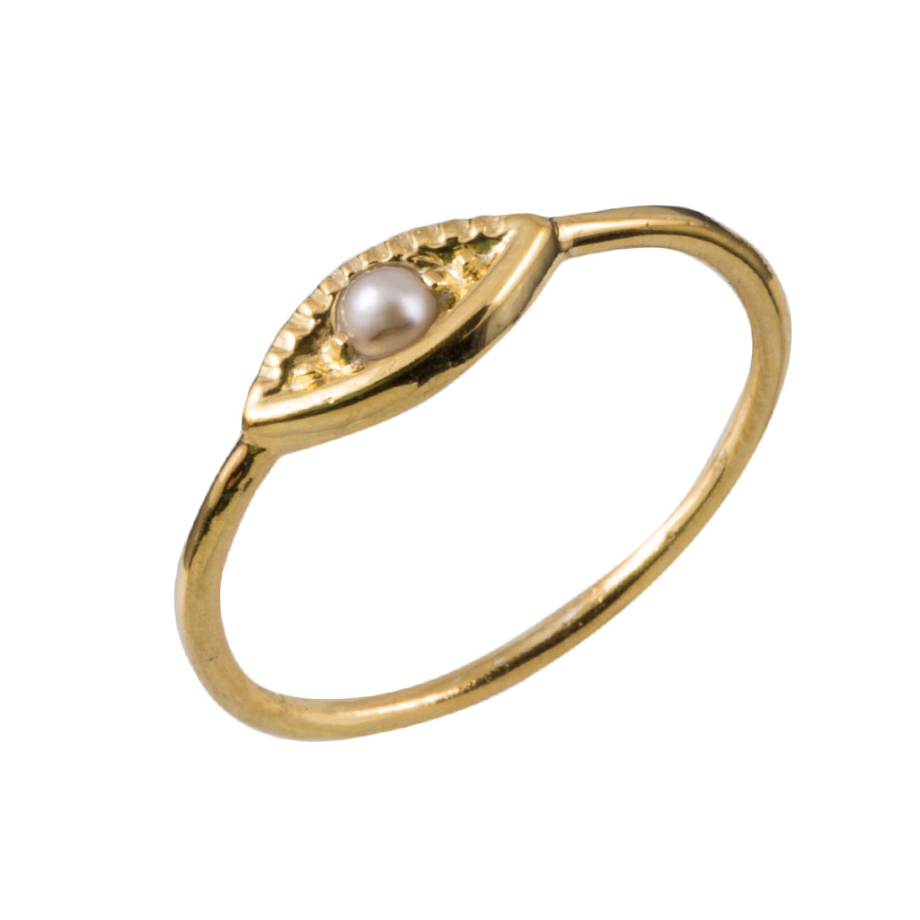 vermeil ring, semi-precious stone, pearl, evil eye jewelry, zen