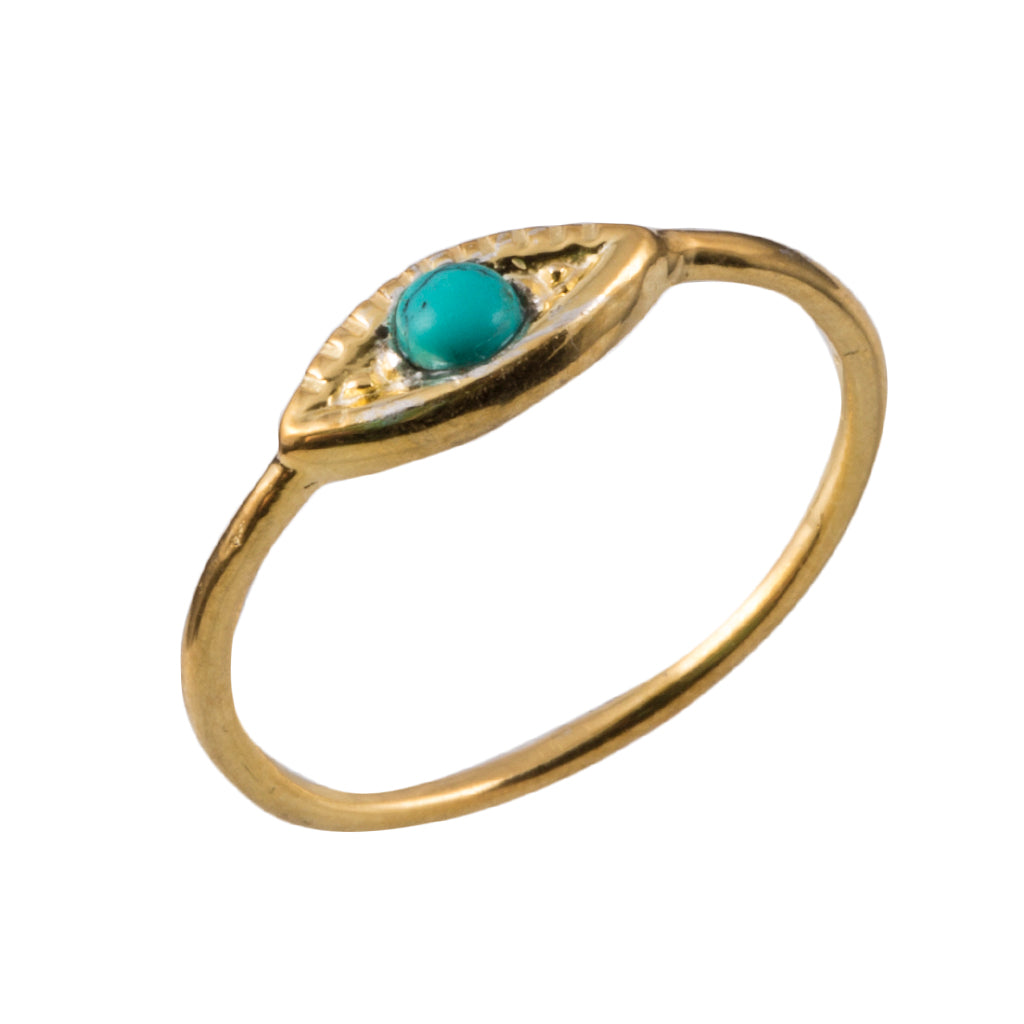 Vermeil turquoise small evil eye affordable ring 