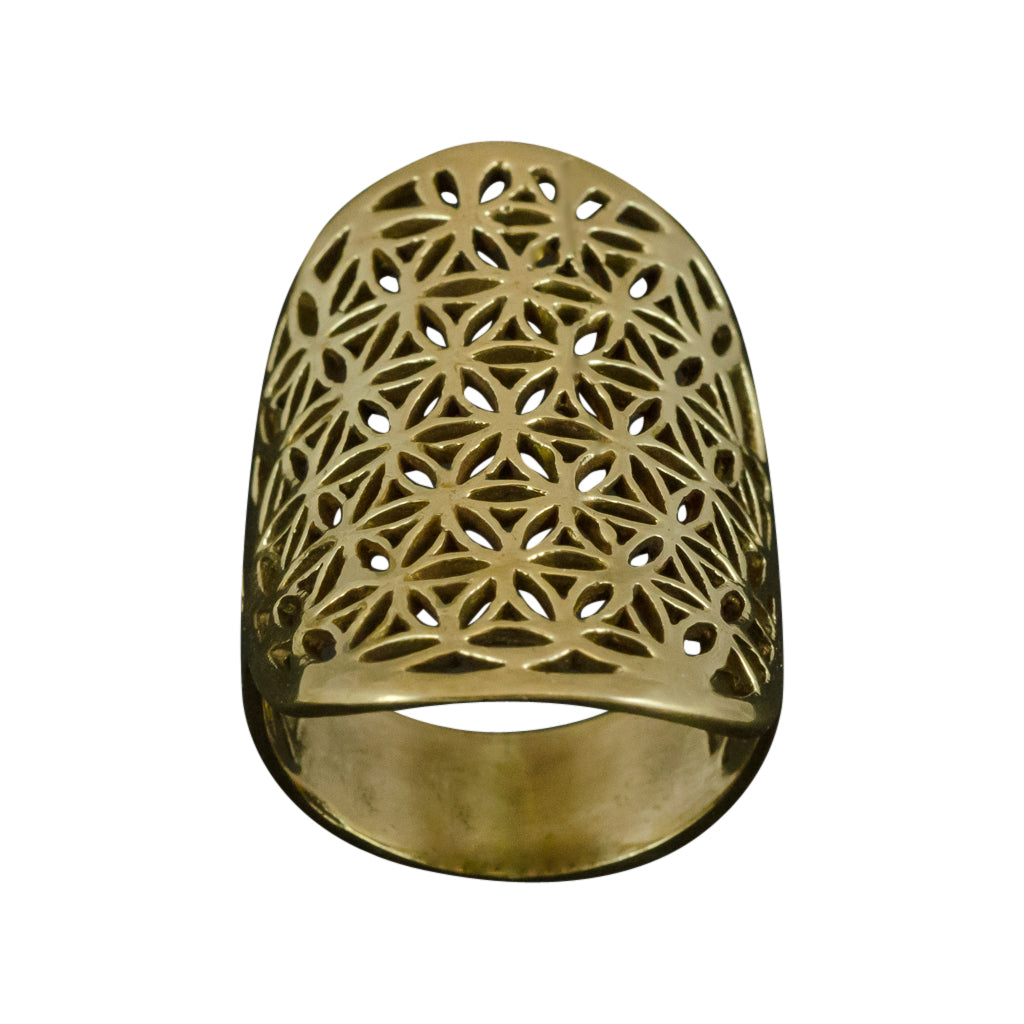 Brass Ring Intricate Flower Of Life Enlightenment Affordable Gorgeous Boho Trendy